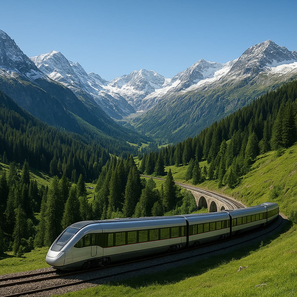Panoramazug in den Alpen